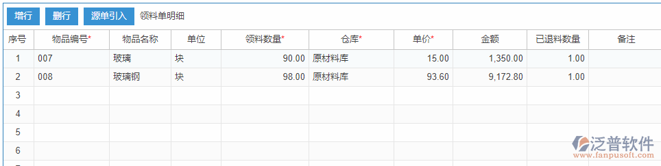 生產(chǎn)領(lǐng)料明細(xì)手動(dòng)錄入效果圖