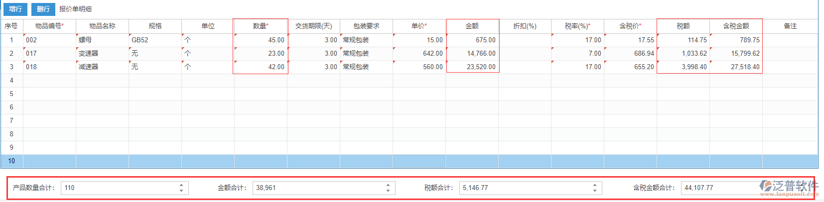 銷售報價表尾項