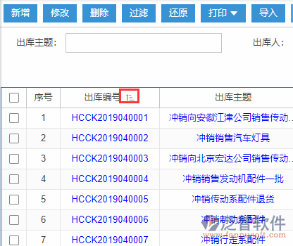 紅沖出庫導入表格列表排序