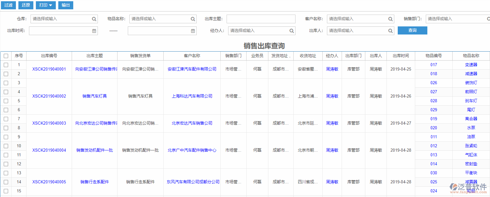 銷售出庫查詢標(biāo)準(zhǔn)工序物料需求