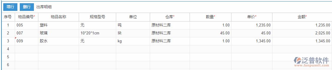 原材料出庫(kù)明細(xì)效果