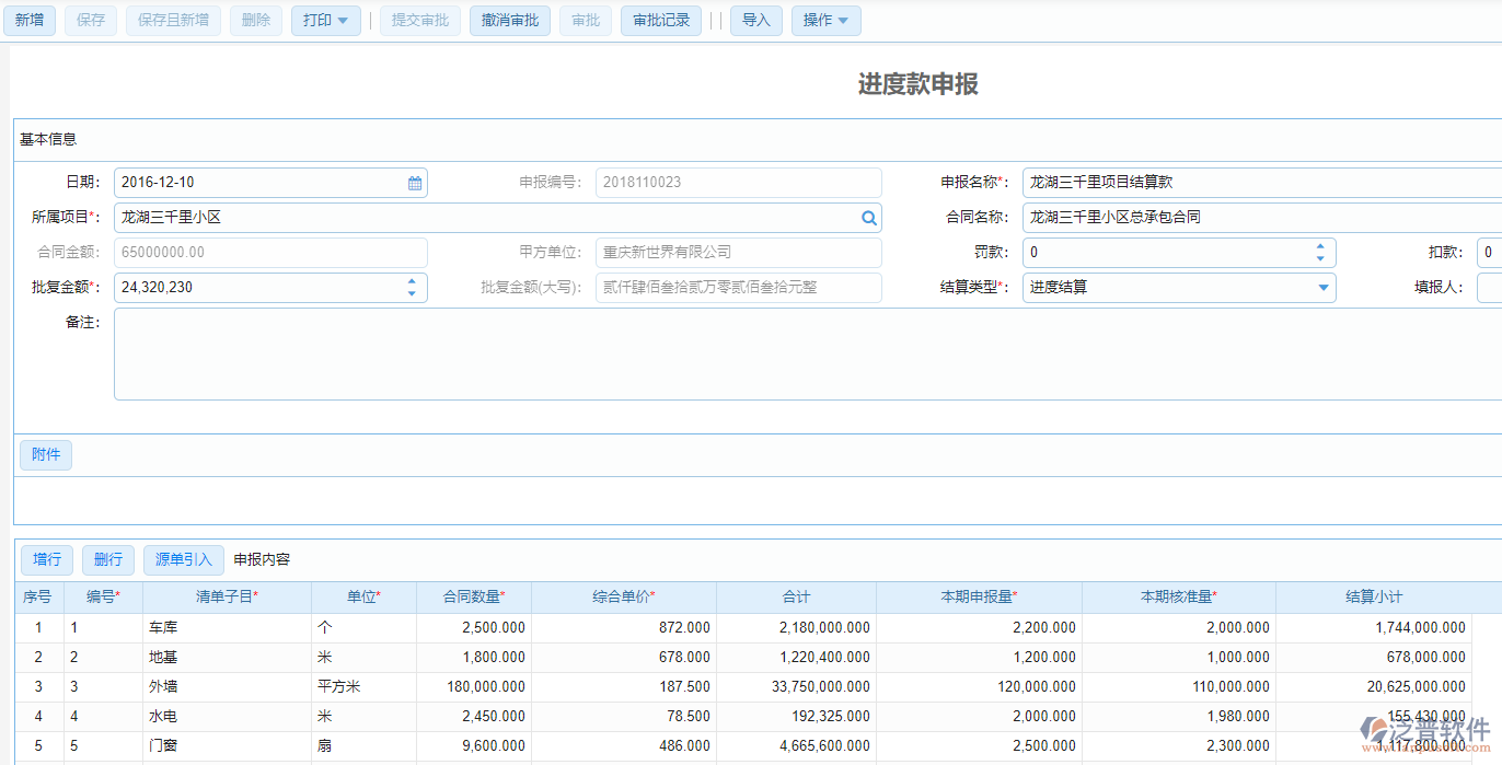 建筑工程項目施工進度款申報