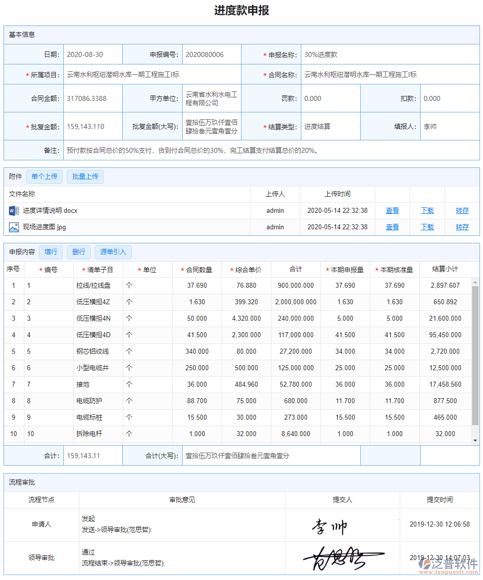 進(jìn)度款申報