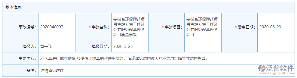 質(zhì)量事故基本信息