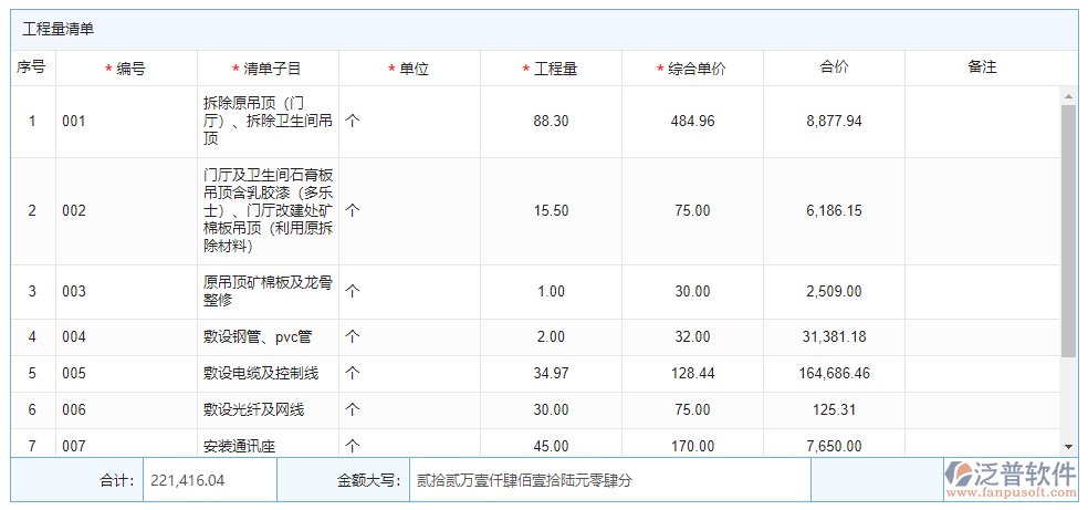 收入合同明細(xì)