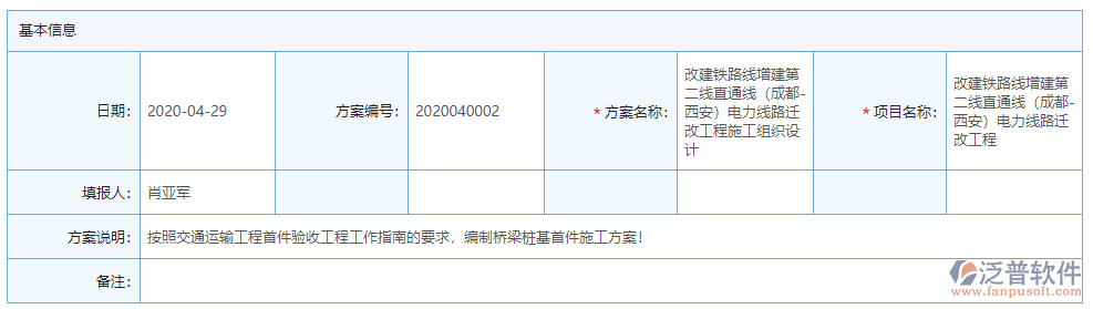 施工組織方案基本信息