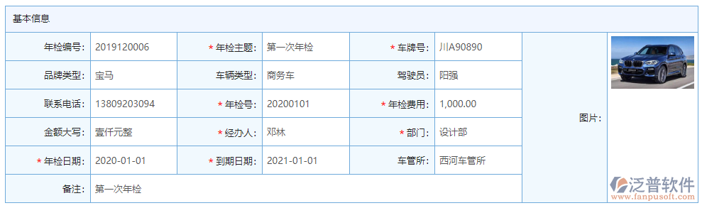 車輛年檢基本信息