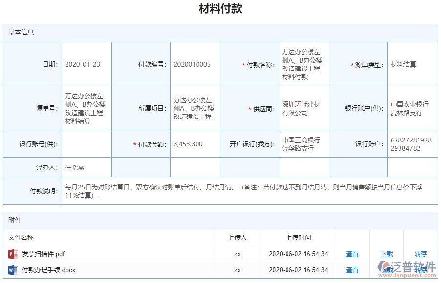 支付一覽表聯(lián)查表單