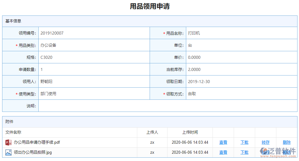 辦公用品申請