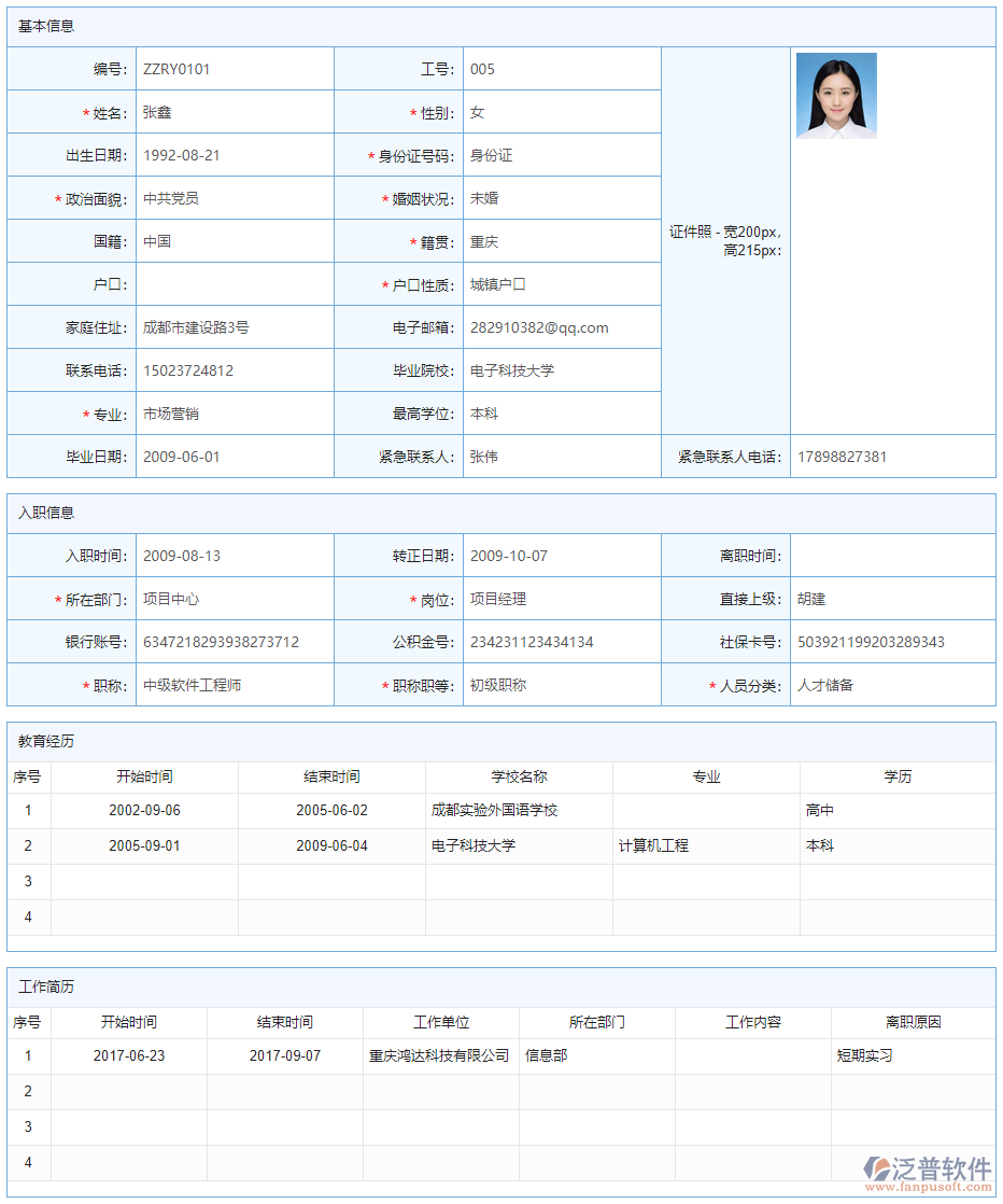 人員檔案基本信息