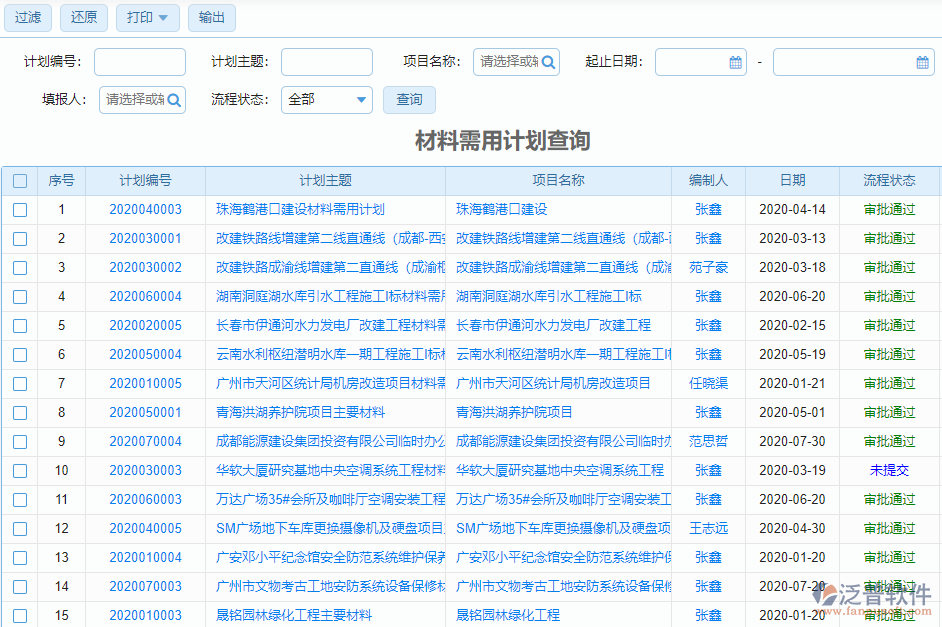 材料需用計劃查詢