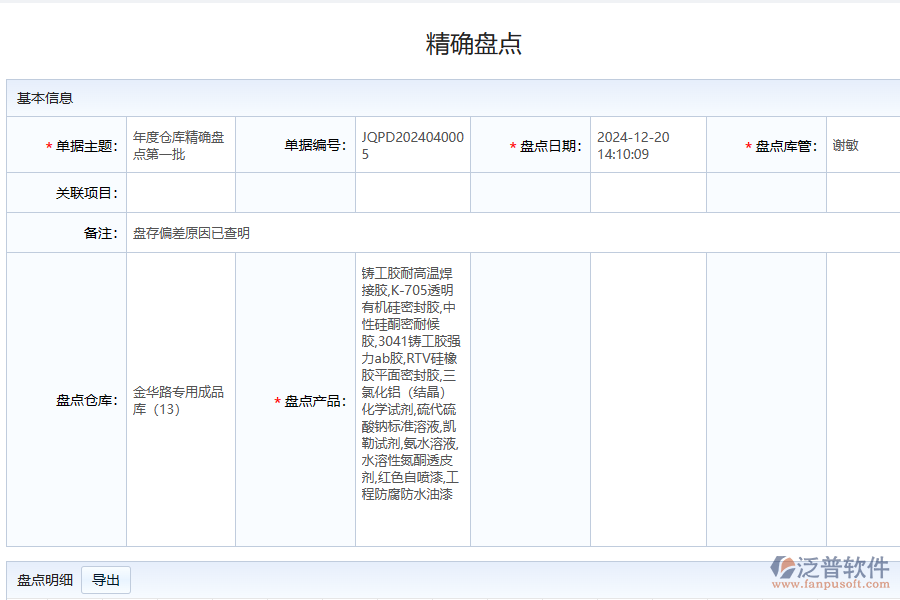 泛普軟件為化工企業(yè)生產(chǎn)提供的功能