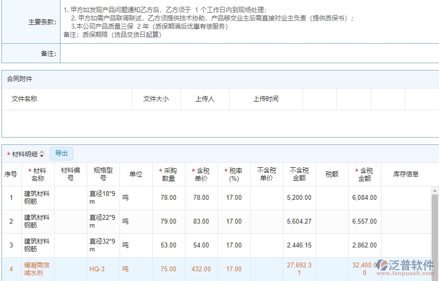 泛普電力工程企業(yè)中材料合同列表的亮點(diǎn)