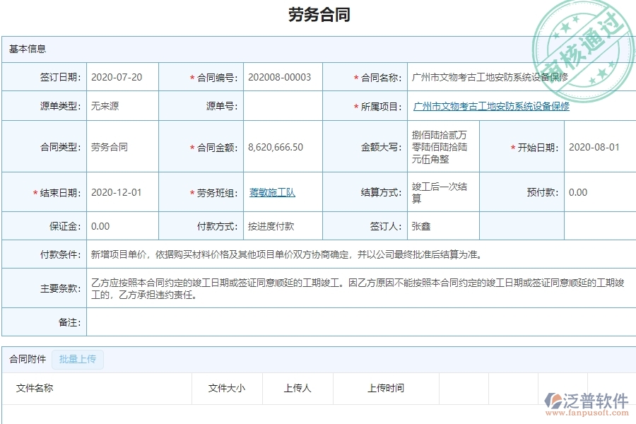 系統(tǒng)在勞務(wù)合同列表中的管控點(diǎn)及作用