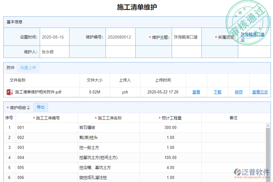 泛普電力工程企業(yè)管理系統(tǒng)中施工清單維護(hù)查詢的價值