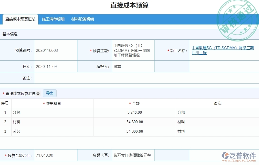 泛普設(shè)備安裝工程企業(yè)項目管理中直接成本預(yù)算實際對比表的價值