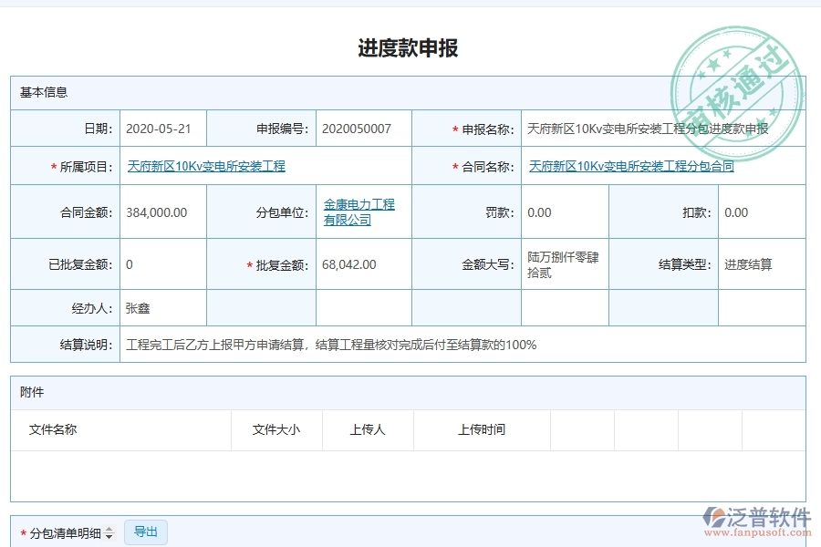 泛普軟件電力工程企業(yè)管理系統(tǒng)在分包進(jìn)度款申報(bào)列表中的價(jià)值