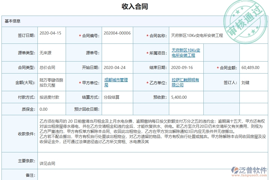 系統(tǒng)在收入合同列表中的管控點及作用