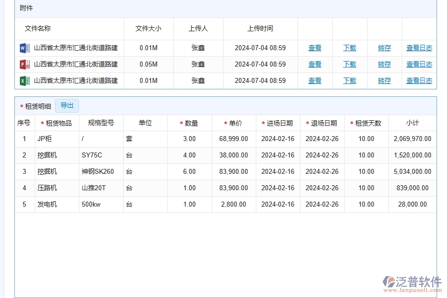 泛普軟件-路橋工程管理系統(tǒng)中租賃結(jié)算的競(jìng)爭(zhēng)優(yōu)勢(shì)