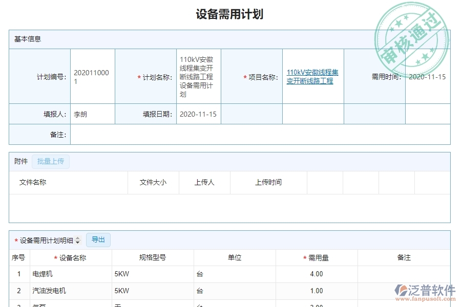 泛普軟件-園林工程管理系統(tǒng)如何解決企業(yè)設(shè)備需用計劃列表的核心問題