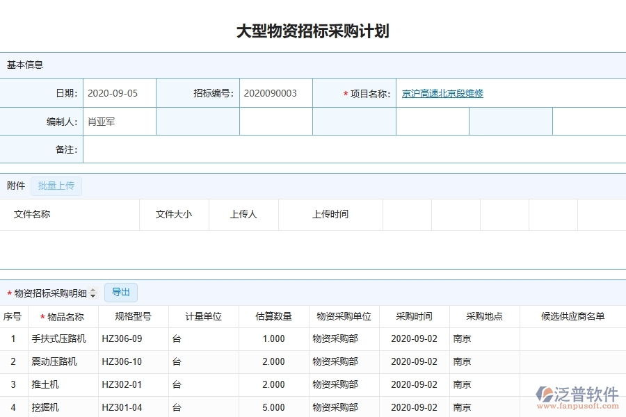 泛普軟件-路橋工程管理系統(tǒng)中招標(biāo)計(jì)劃的注意事項(xiàng)