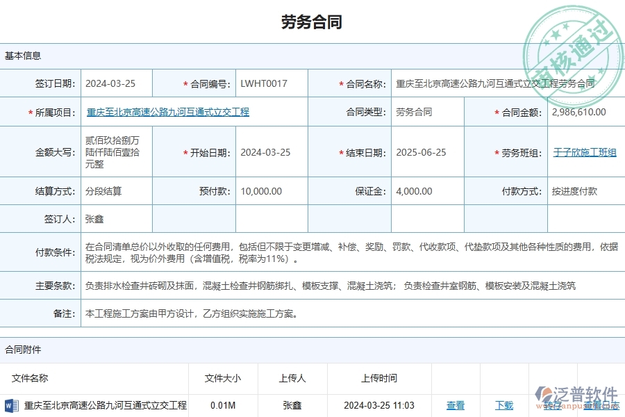 泛普軟件-路橋工程管理系統(tǒng)在勞務(wù)進度款申報列表中的應(yīng)用場景