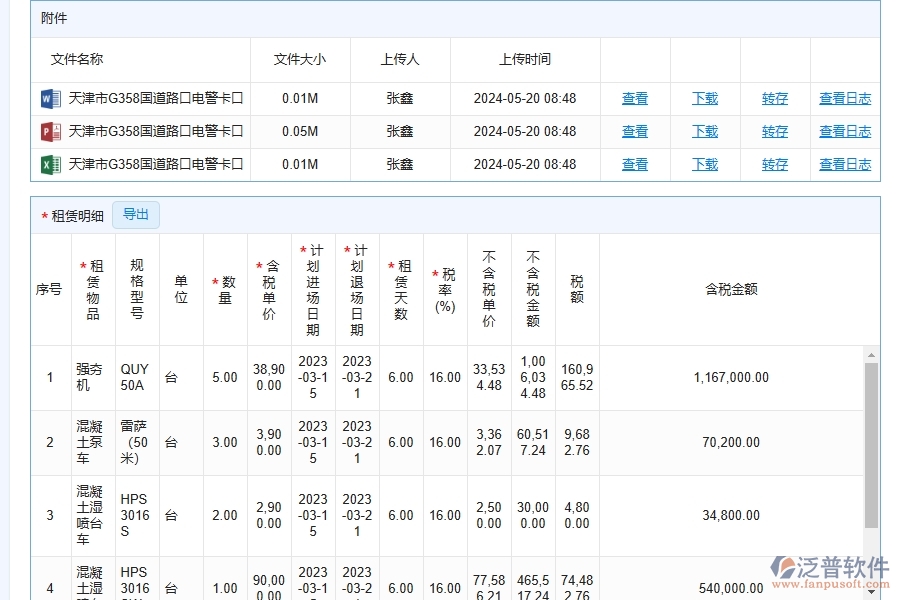 泛普軟件-路橋工程管理系統(tǒng)中租賃合同列表的競爭優(yōu)勢