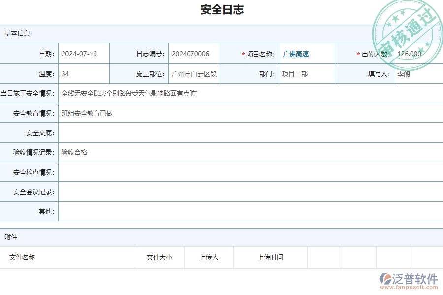 三、泛普軟件-公路工程管理系統(tǒng)中安全日志列表的注意事項