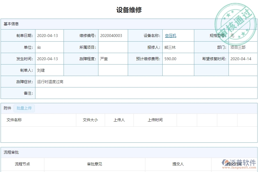 泛普軟件-園林工程企業(yè)管理系統(tǒng)中設(shè)備維修的核心功能