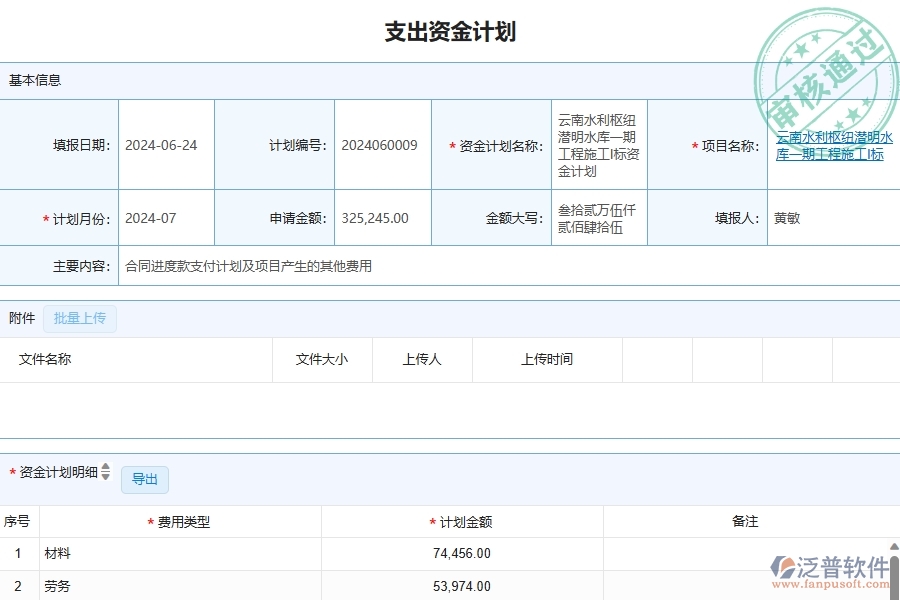 四、泛普軟件-幕墻工程企業(yè)支出資金計(jì)劃列表的重要性