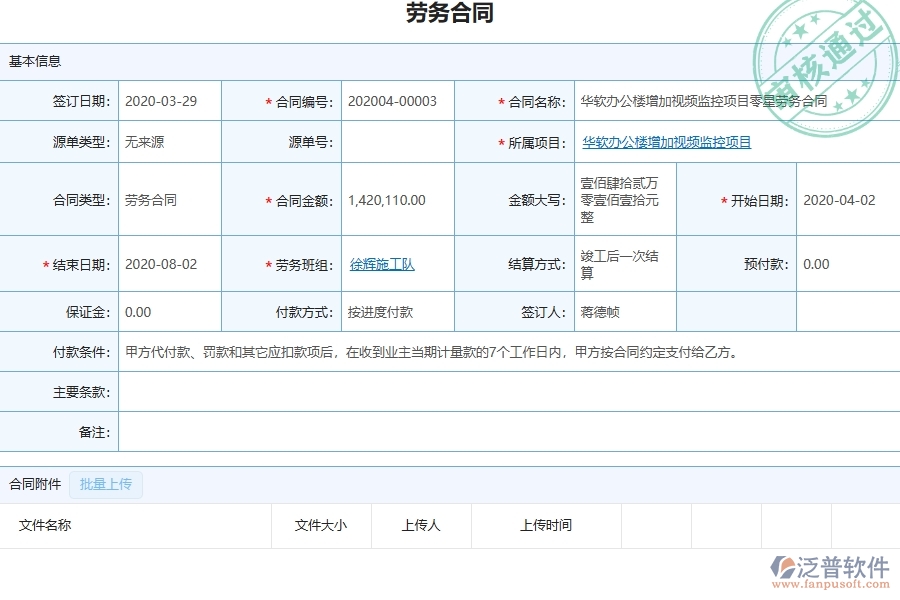 泛普軟件-園林工程管理系統(tǒng)中勞務(wù)合同、進(jìn)度款、付款、結(jié)算占比的競爭優(yōu)勢