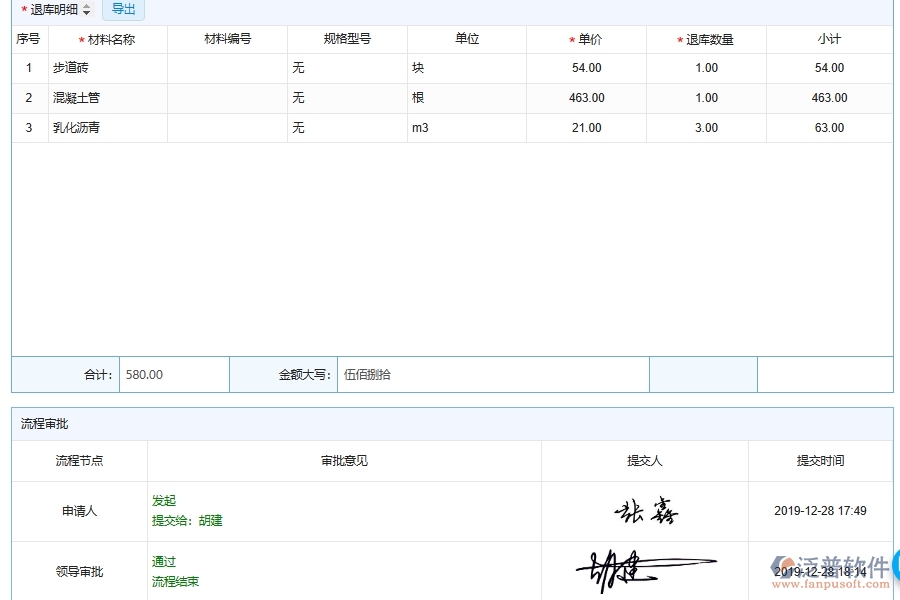 泛普軟件-市政工程企業(yè)管理系統(tǒng)中材料領退料明細查詢的核心功能