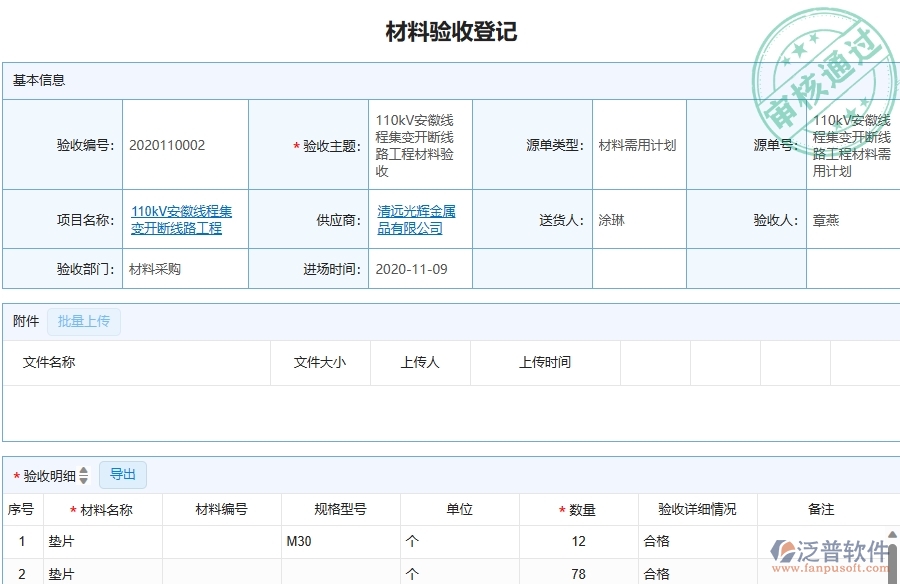 三、泛普軟件-機(jī)電工程企業(yè)在材料驗(yàn)收登記中的框架設(shè)計(jì)思路