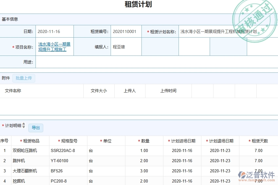 三、泛普軟件-園林工程管理系統(tǒng)中租賃管理的注意事項(xiàng)