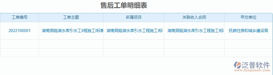 泛普軟件-園林工程管理系統(tǒng)如何解決工程企業(yè)的售后工單明細(xì)表痛點(diǎn)