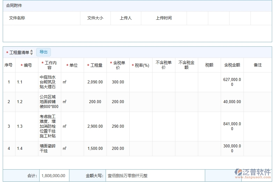 泛普軟件-勞務合同明細報表為幕墻工程企業(yè)提供了哪些方面的應用價值