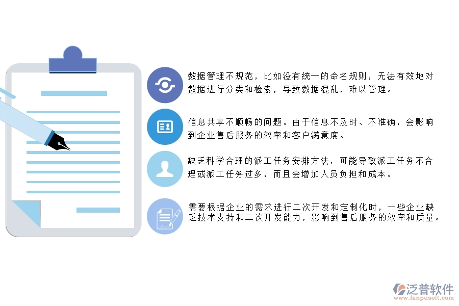 需要根據(jù)企業(yè)的需求進(jìn)行二次開發(fā)和定制化時，一些企業(yè)缺乏技術(shù)支持和二次開發(fā)能力，影響到售后服務(wù)的效率和質(zhì)量。