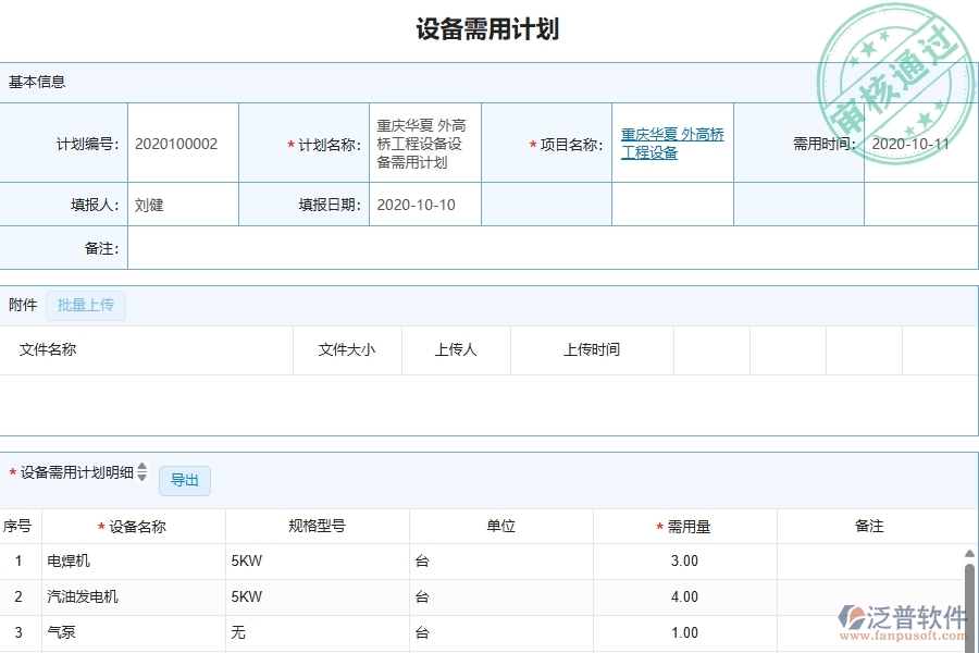 四、泛普軟件-設備需用計劃在幕墻工程企業(yè)中有哪些優(yōu)點和長處