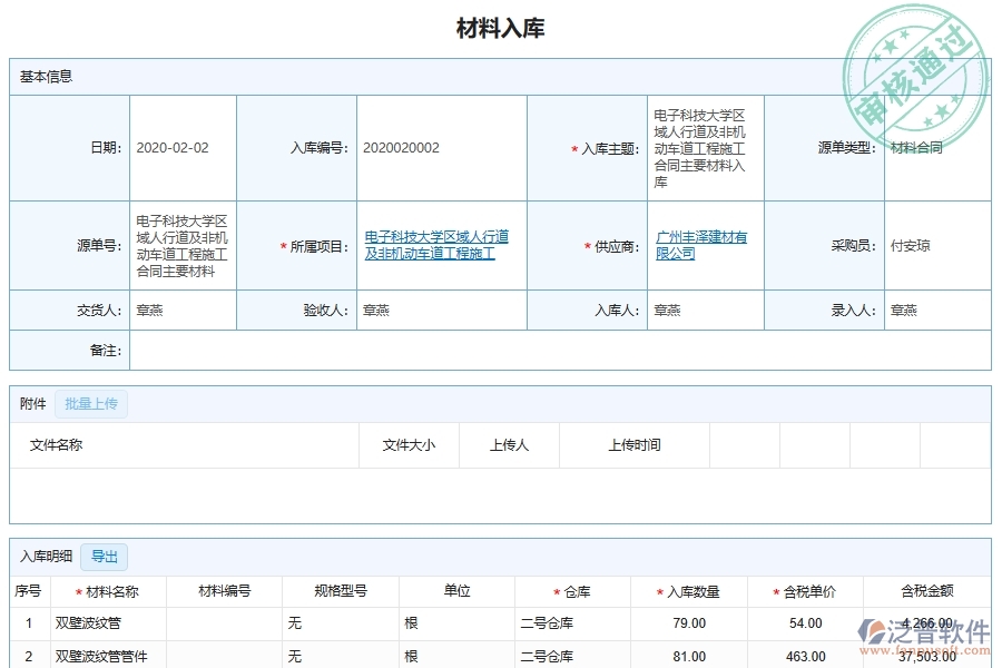 泛普軟件-市政工程企業(yè)管理系統(tǒng)中材料入庫(kù)出庫(kù)臺(tái)賬的管控點(diǎn)及作用