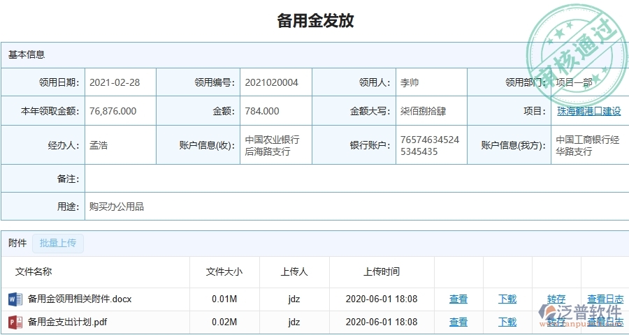 泛普軟件-市政工程管理系統(tǒng)中備用金發(fā)放查詢的注意事項