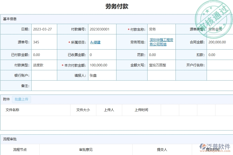 泛普軟件-市政工程管理系統(tǒng)中勞務付款的注意事項