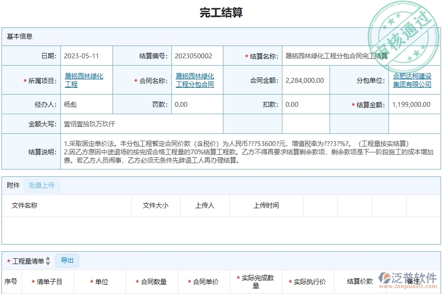 三、泛普軟件-園林工程管理系統(tǒng)中分包完工結(jié)算的注意事項(xiàng)