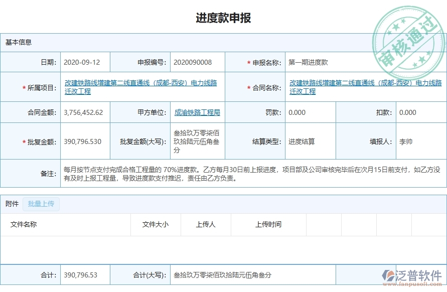 三、泛普軟件-弱電工程企業(yè)管理系統(tǒng)的進度款申報的管控點及作用