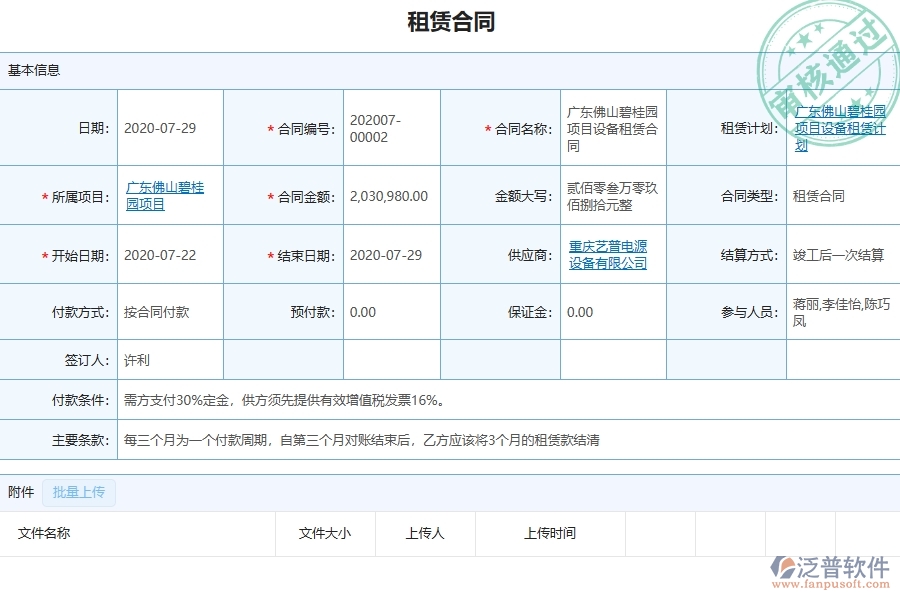 三、泛普軟件-幕墻工程管理系統(tǒng)中租賃合同報(bào)表的注意事項(xiàng)