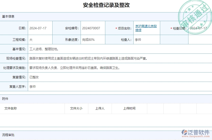 三、泛普軟件-公路工程管理系統(tǒng)在安全檢查記錄及整改中的應用場景