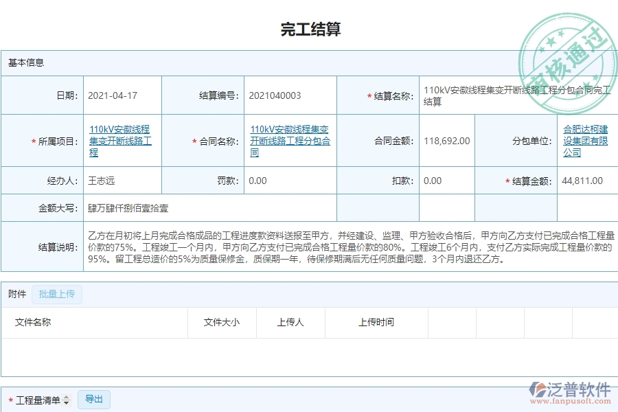 泛普軟件-市政工程項目管理系統(tǒng)中分包完工結(jié)算管理帶給企業(yè)的價值