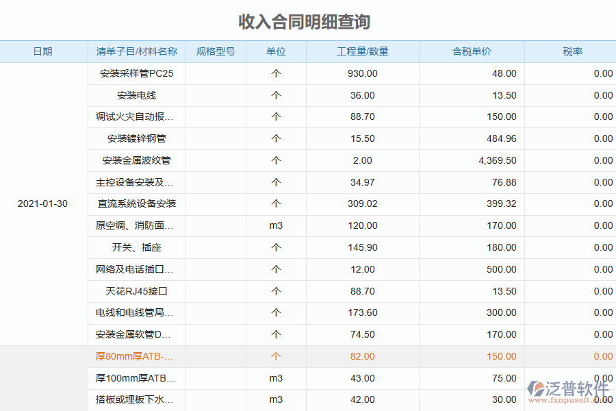 泛普軟件-弱電工程企業(yè)管理系統(tǒng)中收入合同變更簽證明細(xì)查詢的價(jià)值