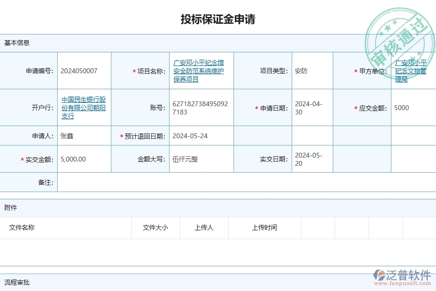 三、泛普軟件-安防工程企業(yè)管理系統(tǒng)中投標(biāo)保證金的核心功能