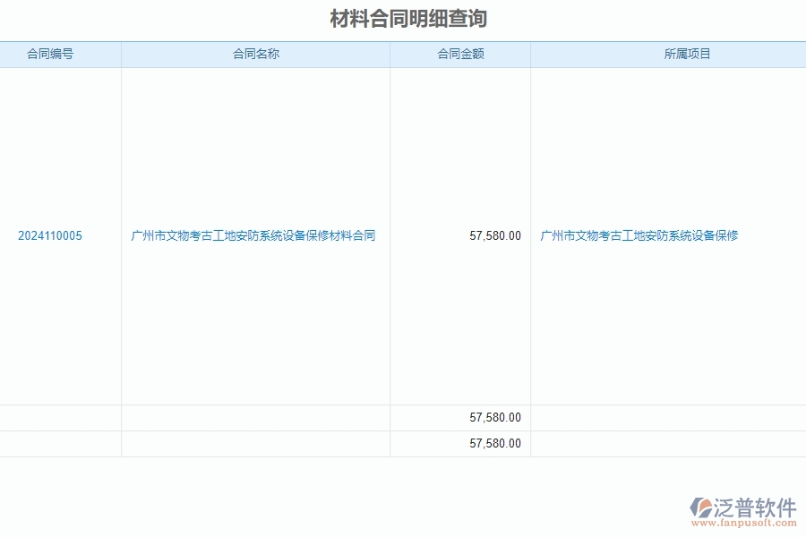 二、泛普軟件-安防工程系統(tǒng)提升企業(yè)材料合同明細查詢管理的措施