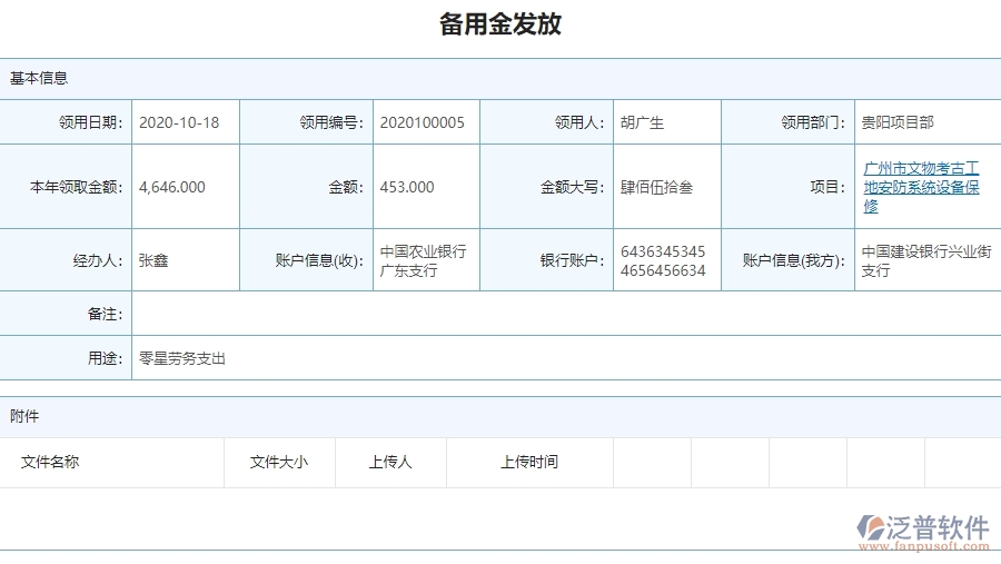 三、泛普軟件-安防工程行業(yè)系統(tǒng)中備用金發(fā)放查詢管理的亮點(diǎn)